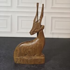 Hand Carved Wood Antelope Gazelle MCM Vtg Grace Charisma Charm Spirit Animal